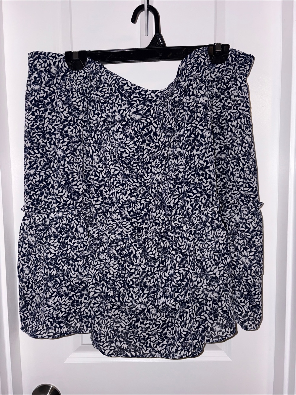 Navy & White Floral Tiered Skirt